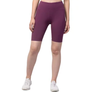 Generic Women's Polyester Solid Above Knee High-Rise Shorts (Purple)