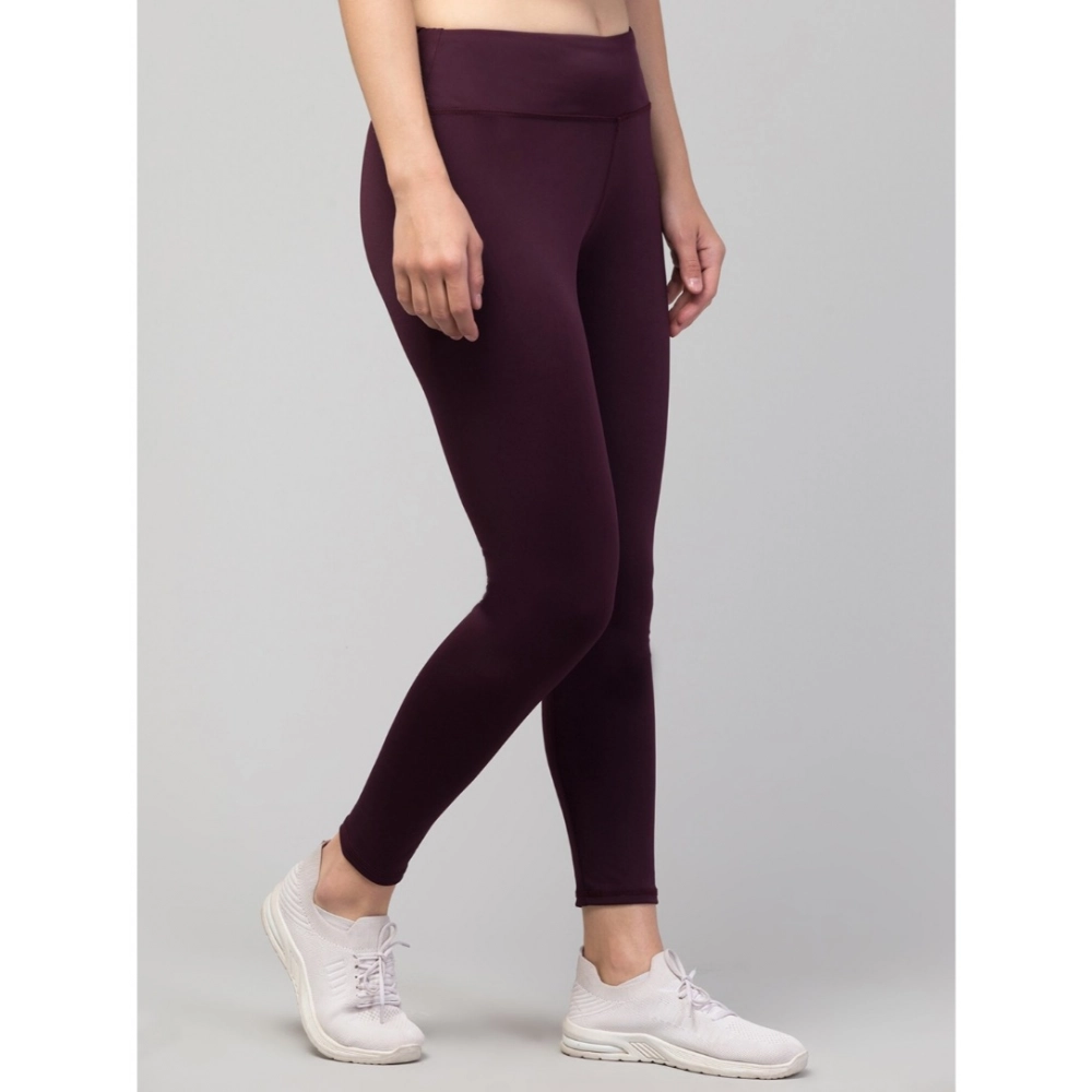 Generic Women's Polyester Solid Ankle Length High-Rise Tights (Purple) - Image 3