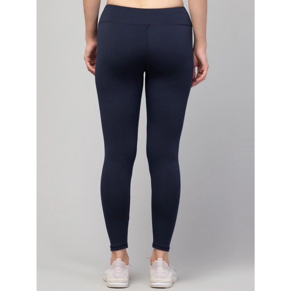 Generic Women's Polyester Solid Ankle Length High-Rise Tights (Navy) - Image 2