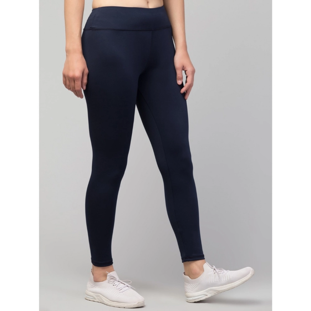 Generic Women's Polyester Solid Ankle Length High-Rise Tights (Navy) - Image 3