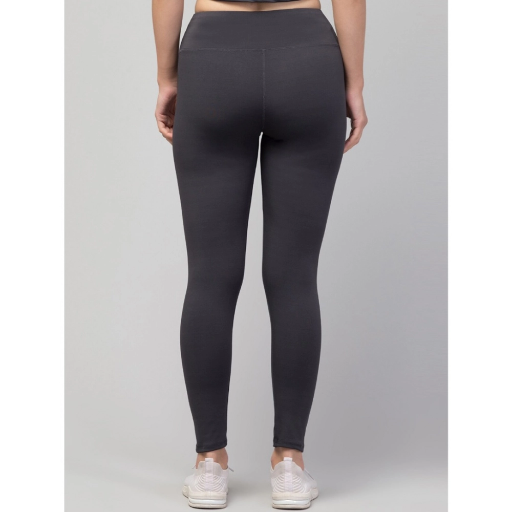 Generic Women's Polyester Solid Ankle Length High-Rise Tights (Grey) - Image 2