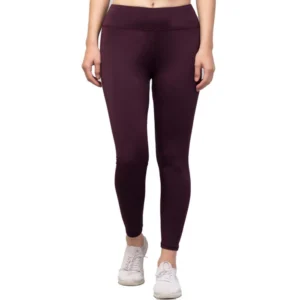 Generic Women's Polyester Solid Ankle Length High-Rise Tights (Purple)