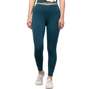 Generic Women's Polyester Solid Ankle Length High-Rise Tights (Green)