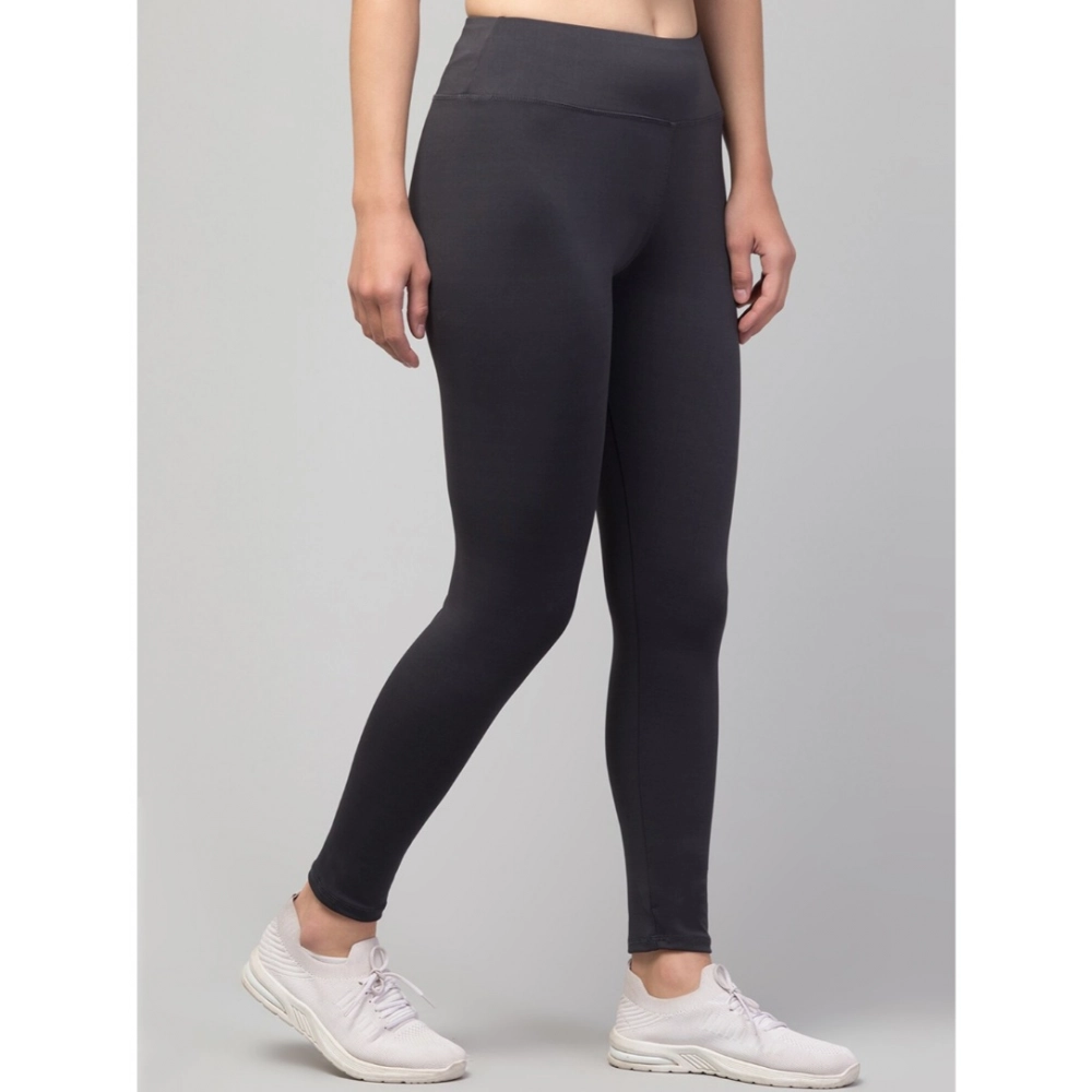 Generic Women's Polyester Solid Ankle Length High-Rise Tights (Grey) - Image 3