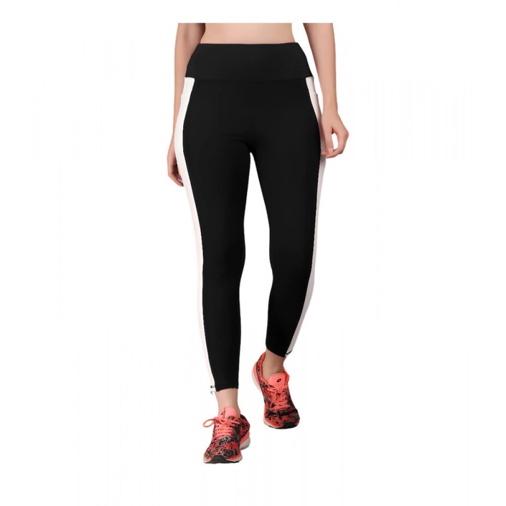 Generic Women's Polyester Solid Ankle length High Waisted Tights (Black)