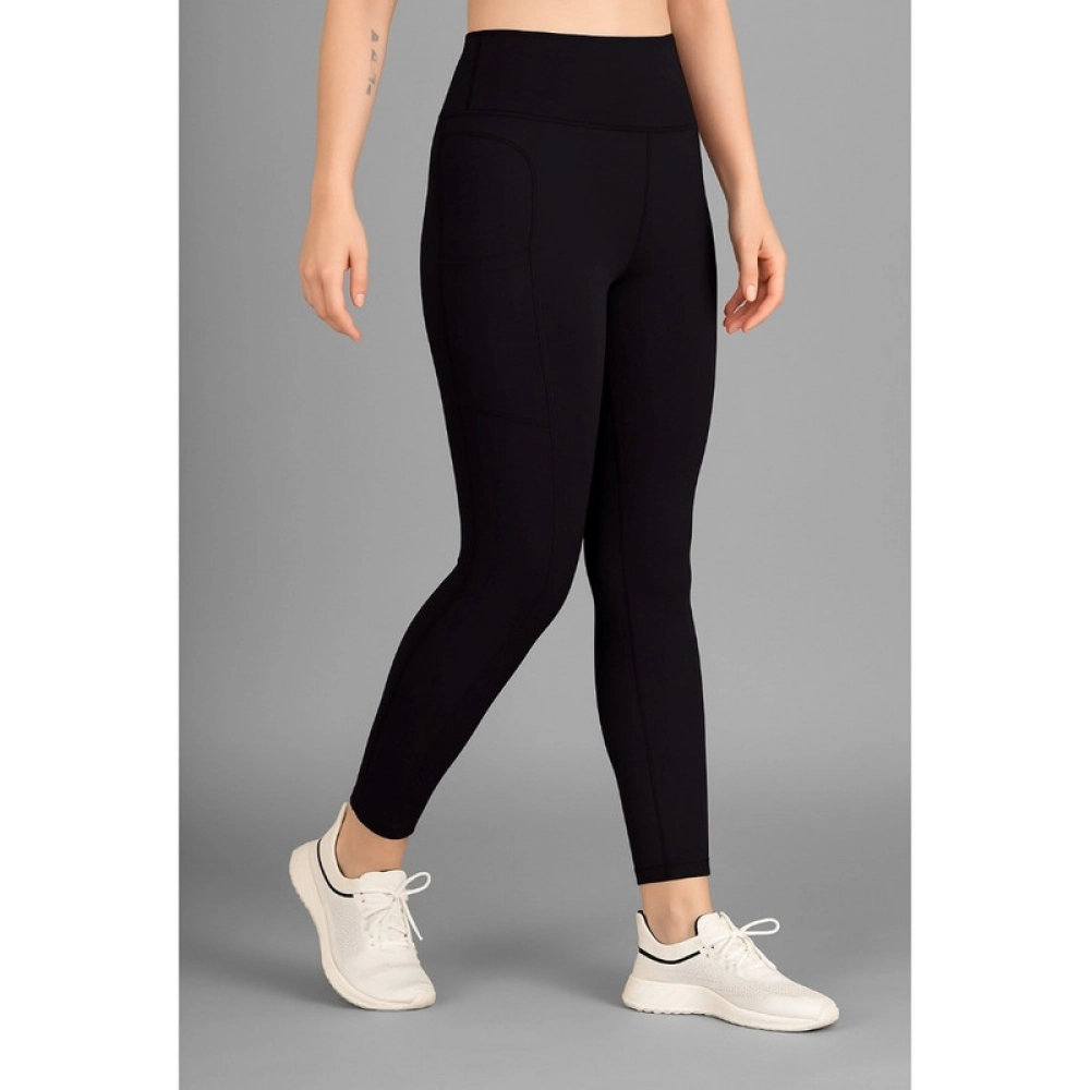 Generic Women's Polyester Solid Ankle length High Waisted Tights (Black) - Image 2