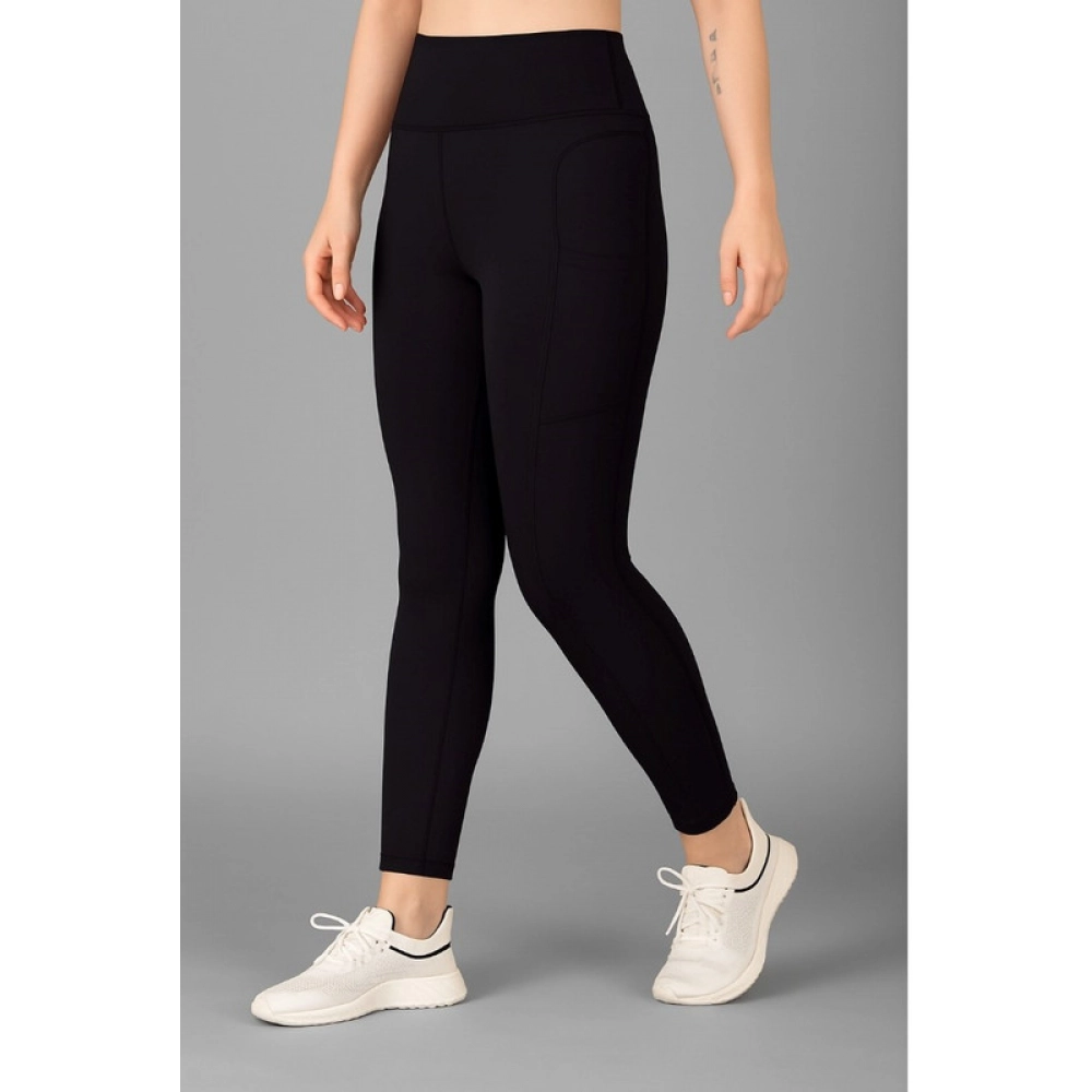 Generic Women's Polyester Solid Ankle length High Waisted Tights (Black) - Image 3