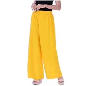 Generic Women's Casual Rayon Solid Ankle Length Palazzo (Yellow , Free Size)