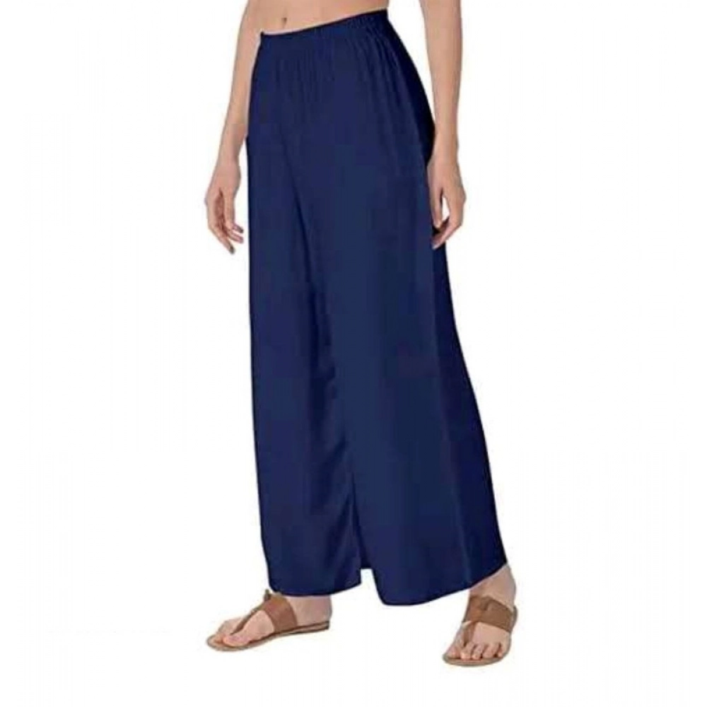 Generic Women's Casual Rayon Solid Ankle Length Palazzo (Navy Blue , Free Size)