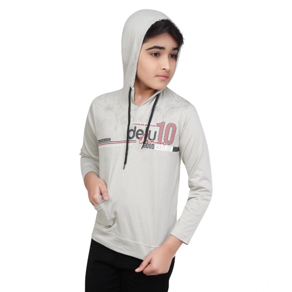 Generic Boy's Cotton Printeded Hooded Neck Hoodies (Grey ) - Image 4