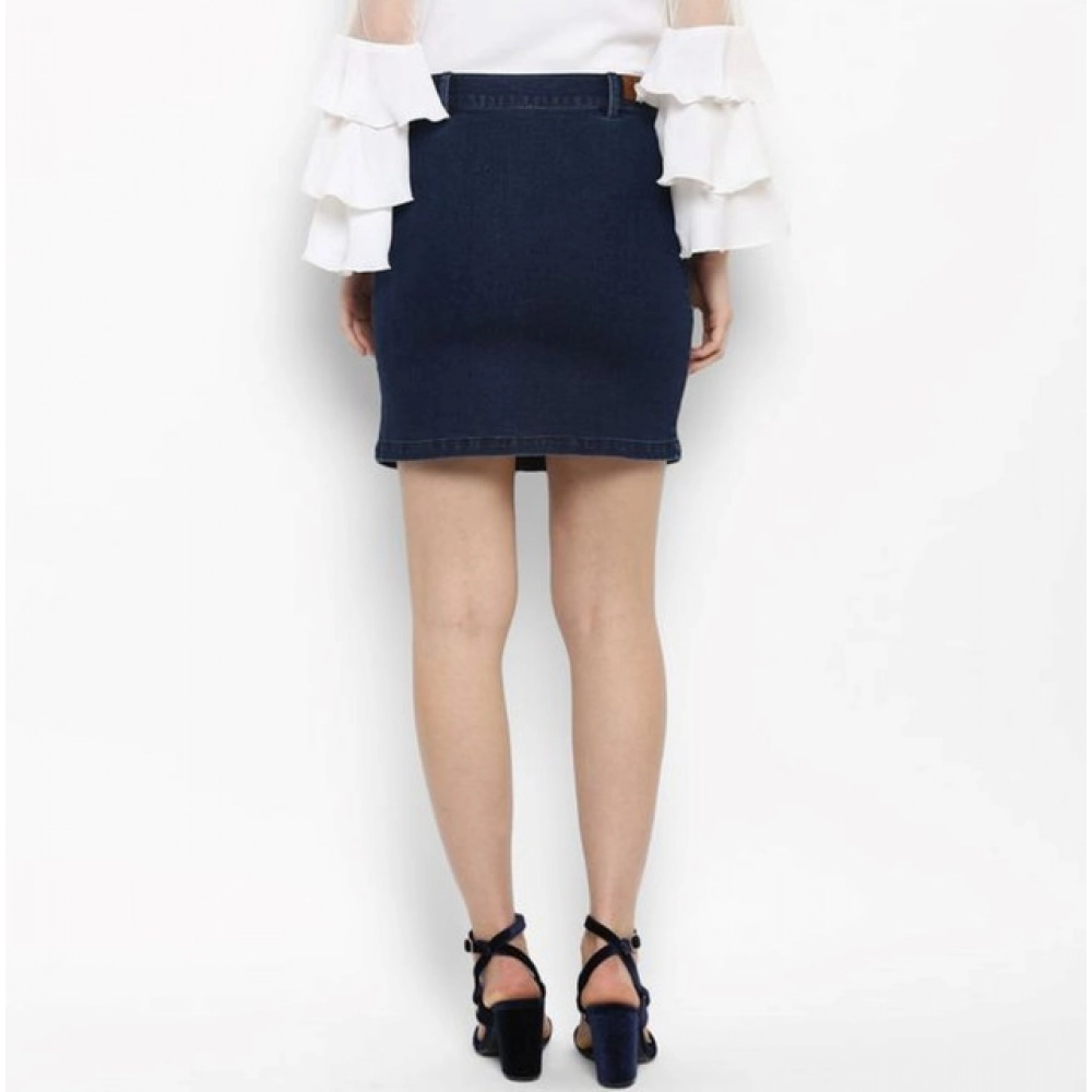 Generic Women's Denim Front Button Buttoned Skirt (Blue) - Image 2