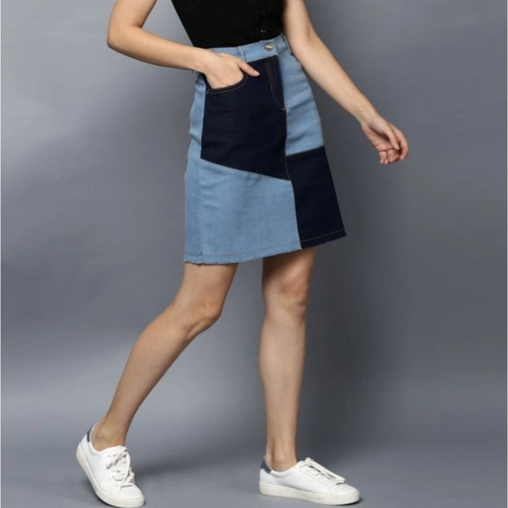 Generic Women's Denim Brick Style Buttoned Skirt (Blue) - Image 4