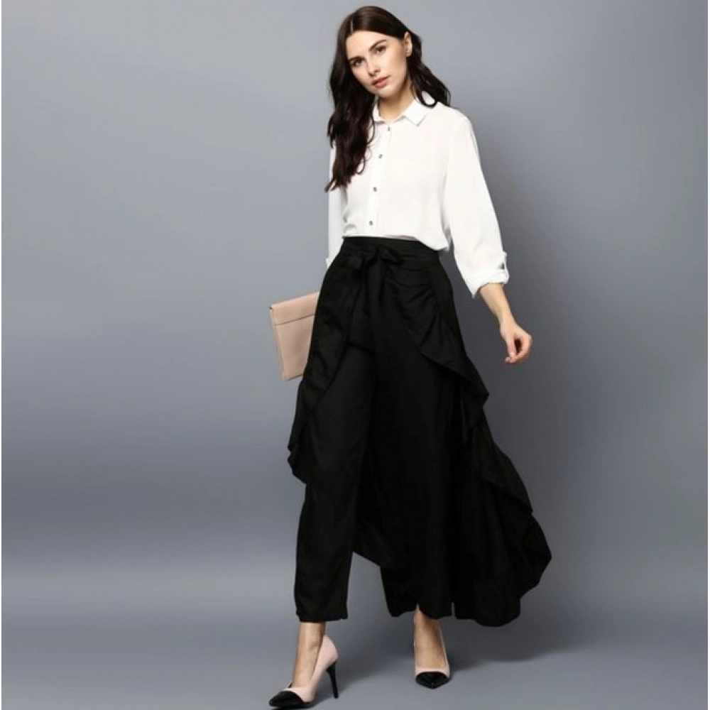 Generic Women's Rayon Ruffled Elasticated Skirt (Black) - Image 3