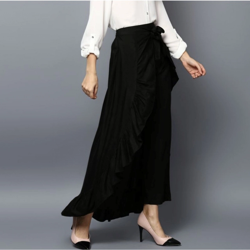 Generic Women's Rayon Ruffled Elasticated Skirt (Black) - Image 4