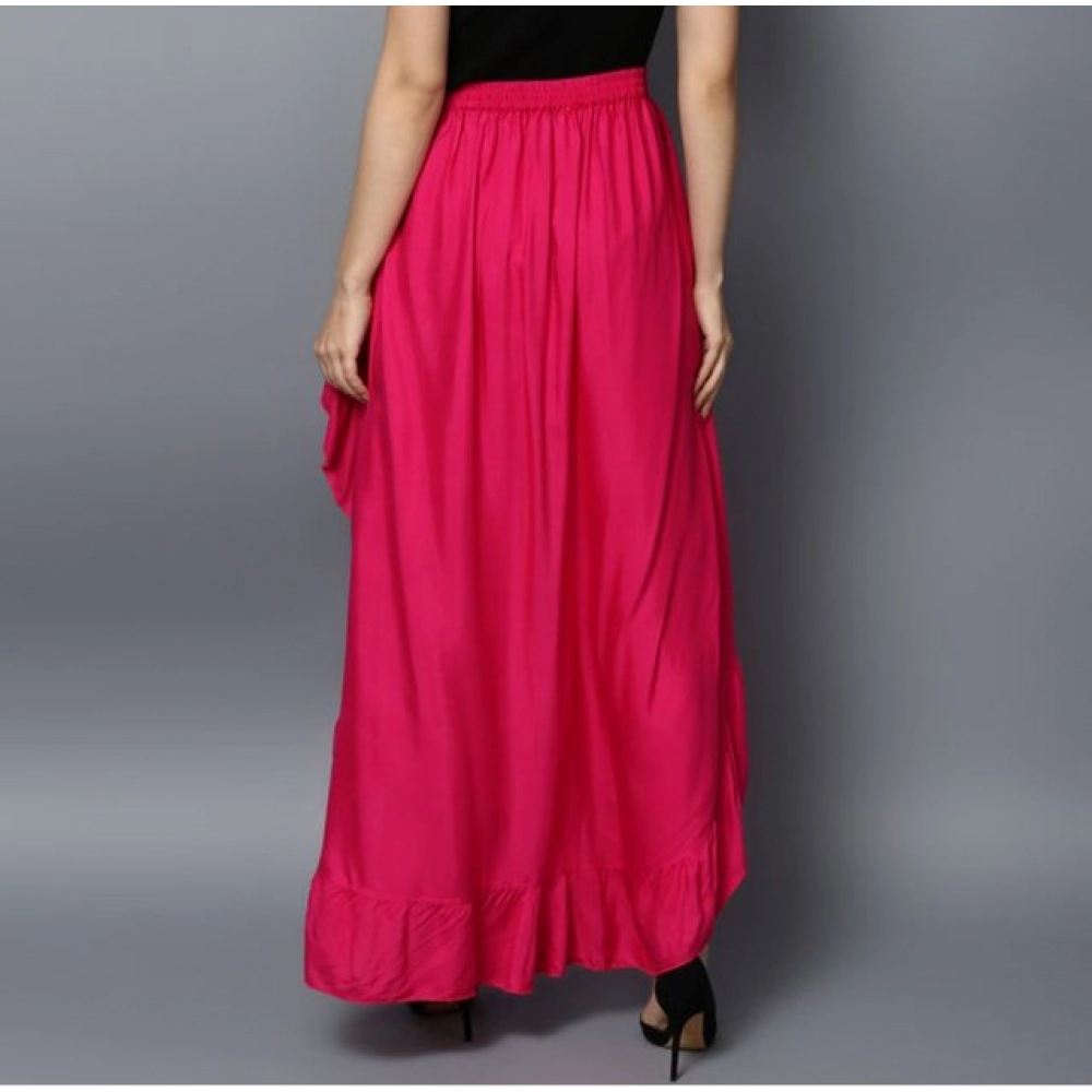 Generic Women's Rayon Ruffled Elasticated Skirt (Pink) - Image 2