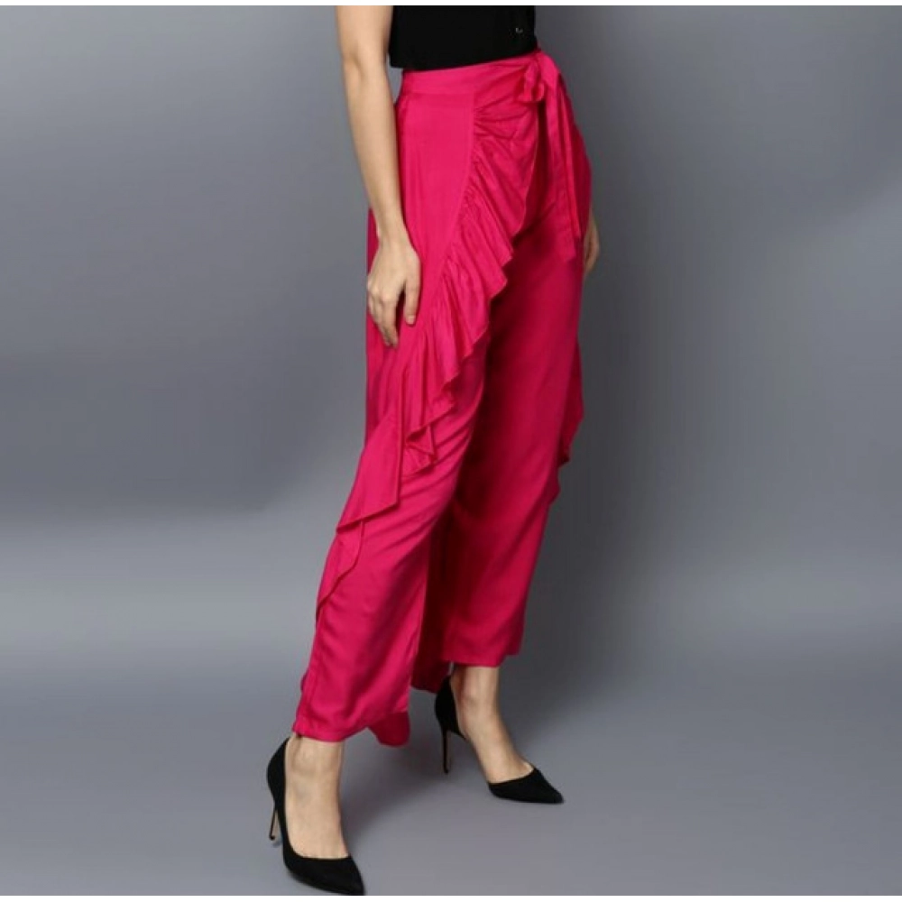 Generic Women's Rayon Ruffled Elasticated Skirt (Pink) - Image 4