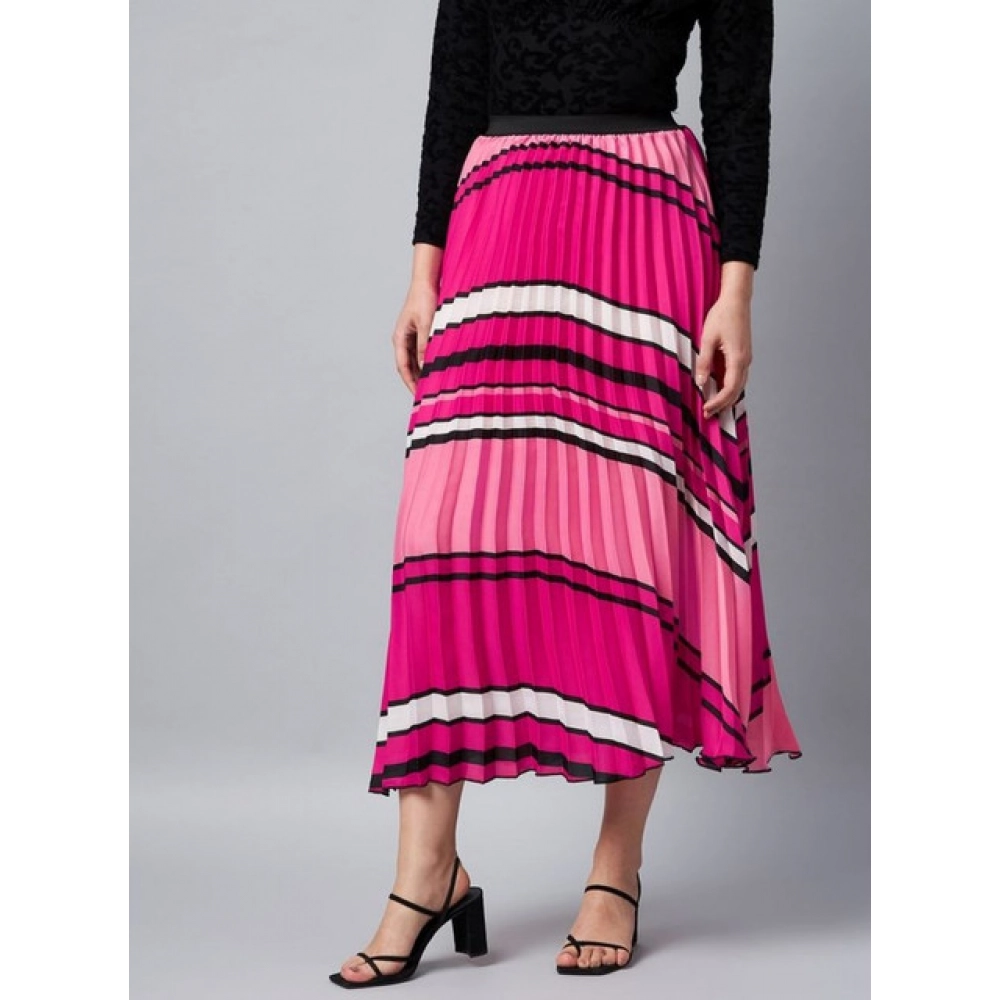 Generic Women's Satin Pleated Elasticated Skirt (Pink) - Image 4