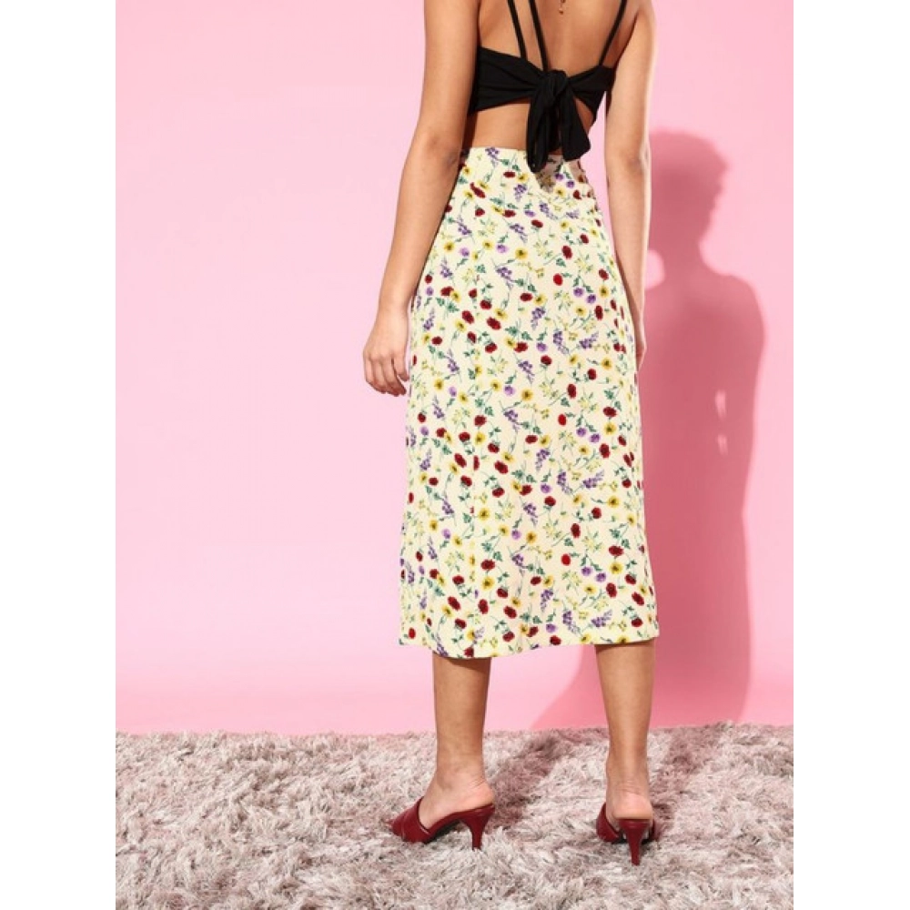 Generic Women's Polyester Floral Side Zip Skirt (Multicolor) - Image 4
