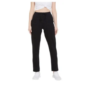 Generic Women's Cotton Solid Elasticated Track Pants (Black)
