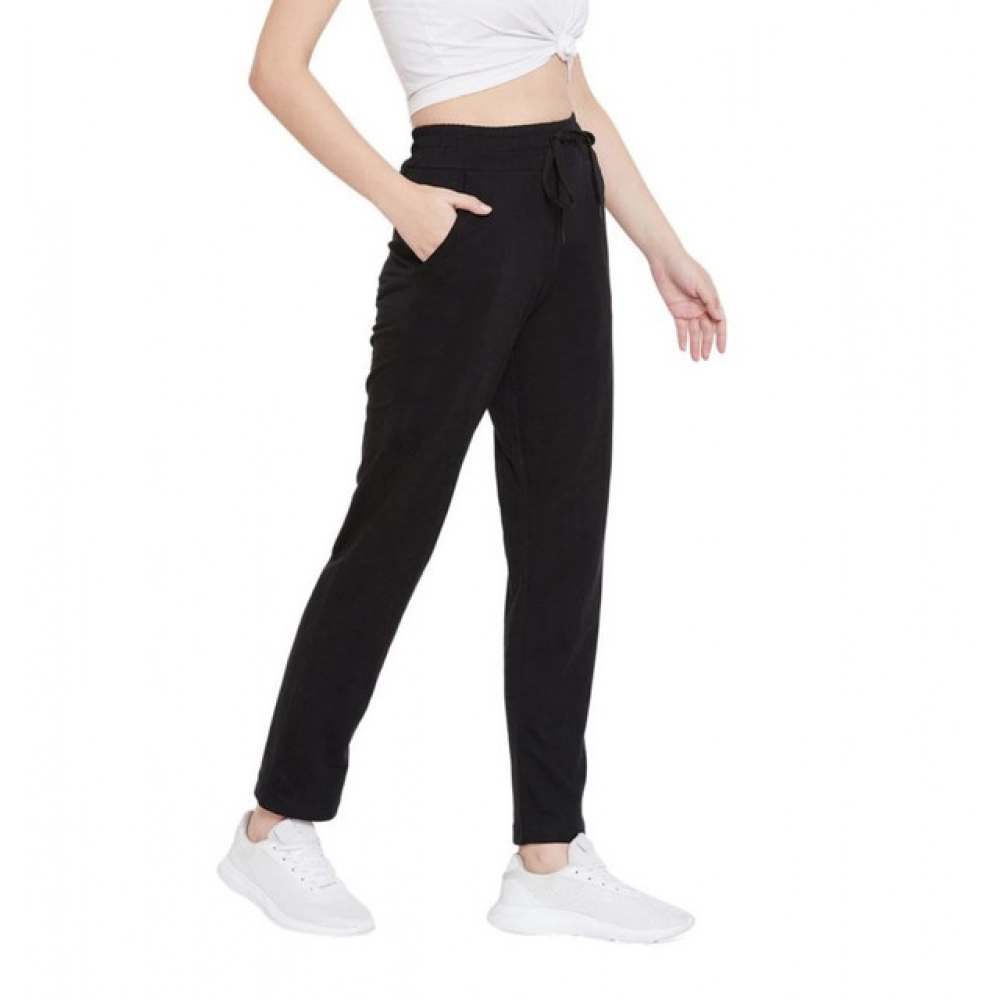 Generic Women's Cotton Solid Elasticated Track Pants (Black) - Image 4