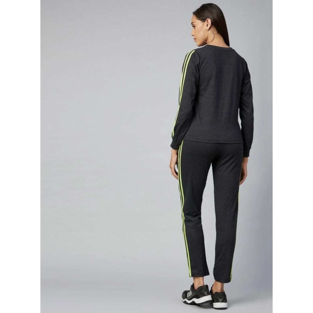 Generic Women's Cotton Solid Long Sleeves Tracksuit (Dark Grey - Green) - Image 2