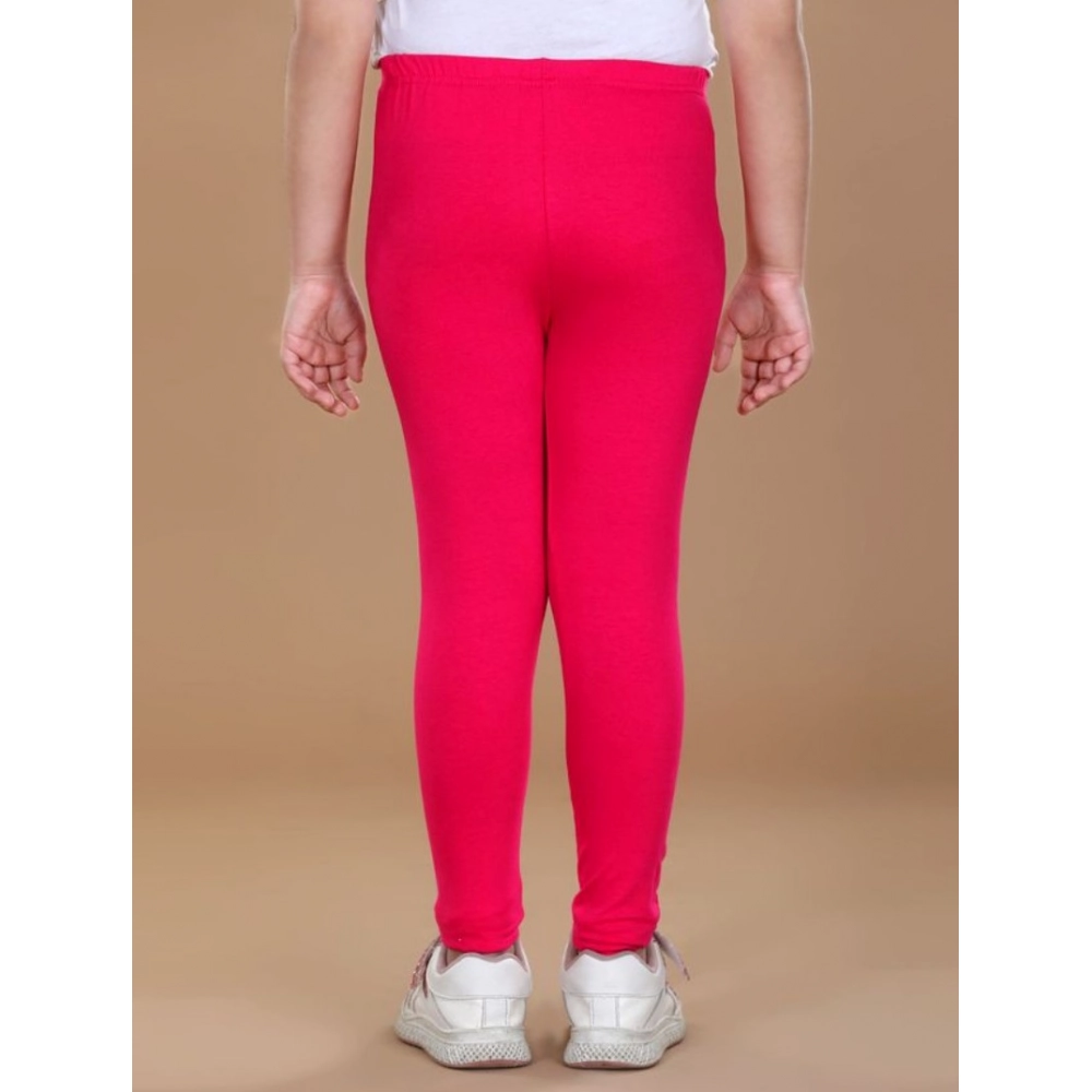 Generic Girl's Cotton Lycra Solid Elasticated Leggings (Dark Pink) - Image 4
