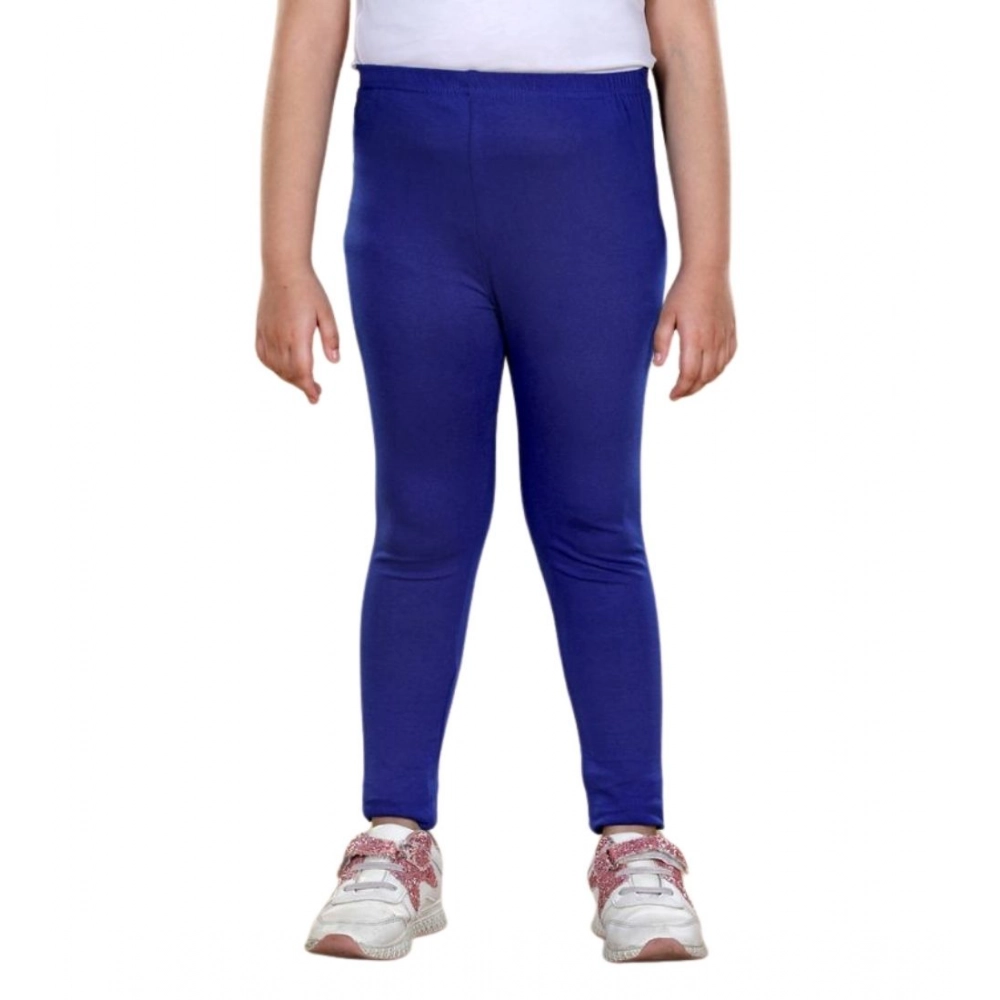 Generic Girl's Cotton Lycra Solid Elasticated Leggings (Blue) - Image 2